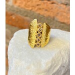 ARA Collection 24k Gold & 5 Diamond Assymetrical Ring (size 6.75)