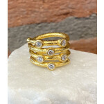 ARA Collection 24k Gold & 6 Diamond Spiral Ring (size 6.75)