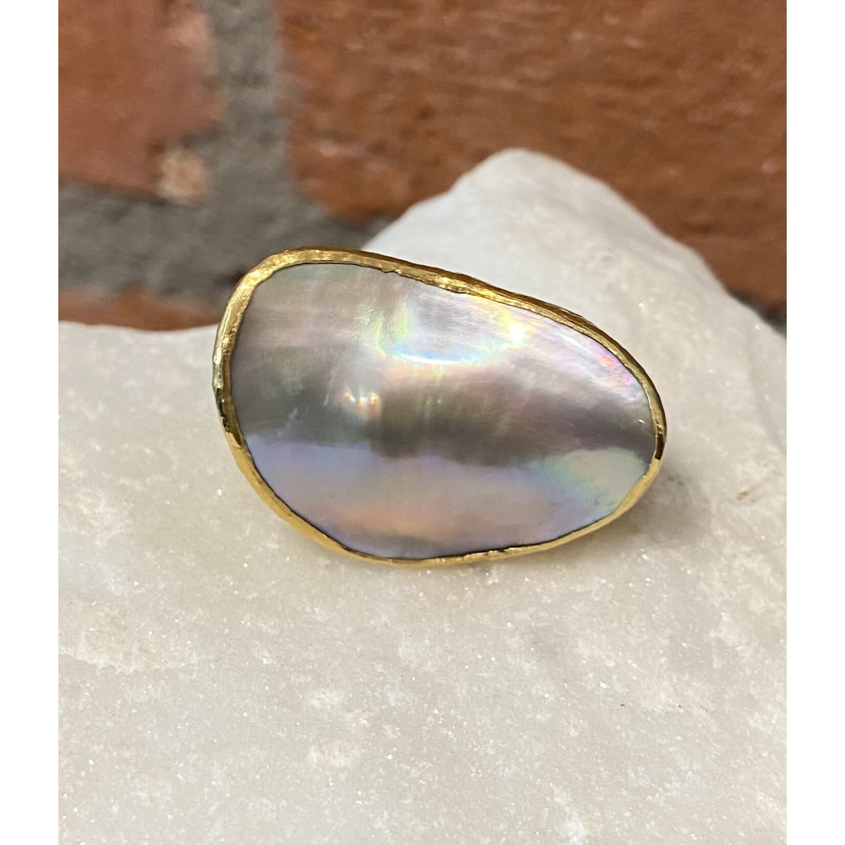 ARA Collection Mabe Pearl and 24k Gold Ring