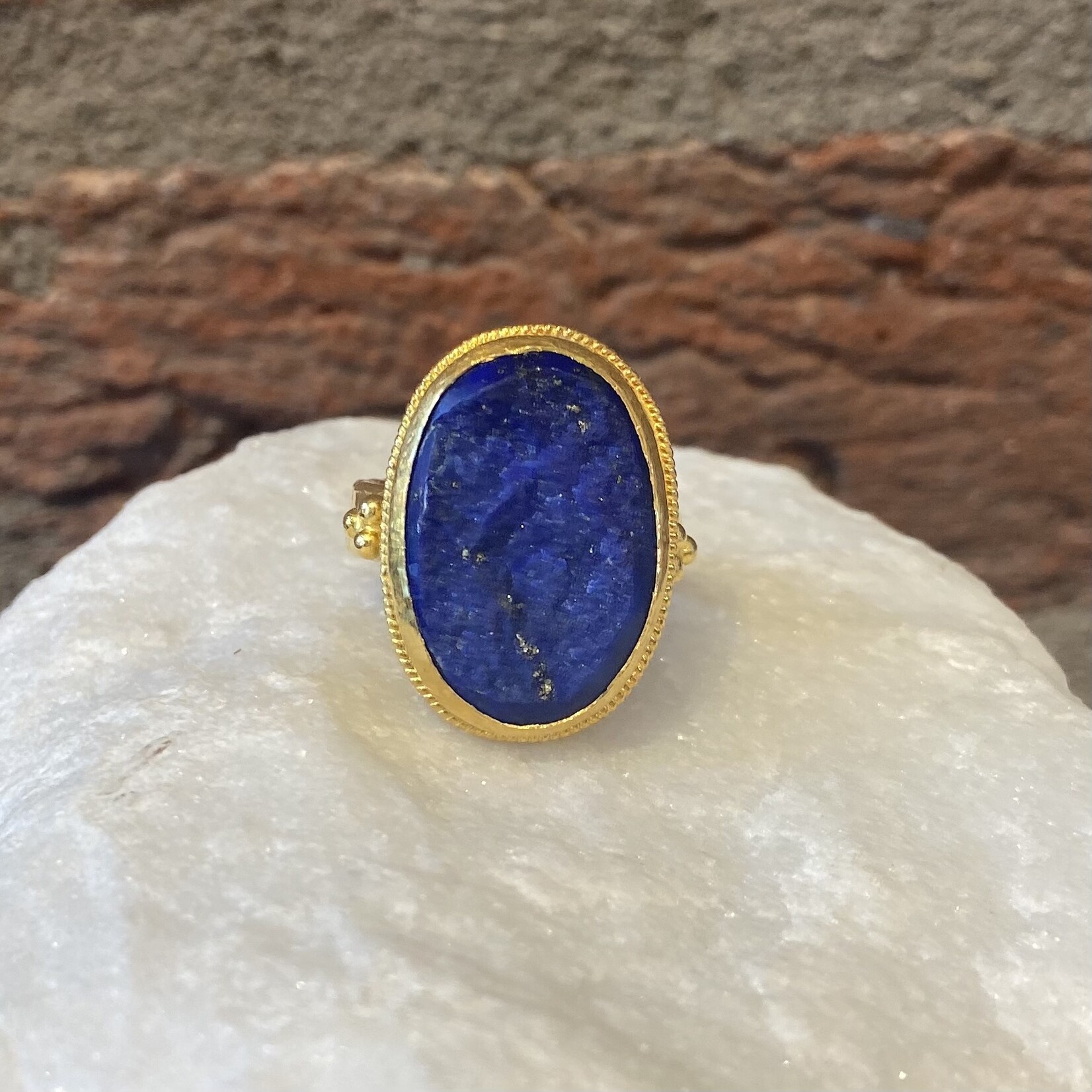 ARA Collection Raw Lapis and 24k Gold Ring