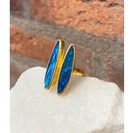 ARA Collection 24k Gold & Australian Opal Double Stone Open Ring (size 6.75)