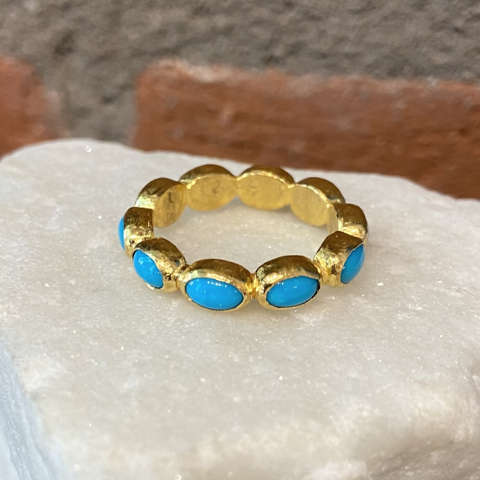 ARA Collection 24k Gold & Turquoise Eternity Band Ring (size 8)