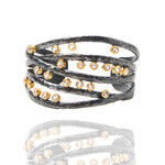 ARA Collection White Sapphire, 24k Gold and Oxidized Silver Cuff Bracelet