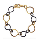 ARA Collection Ara 24k Gold and Oxidized Silver Circle Link Bracelet
