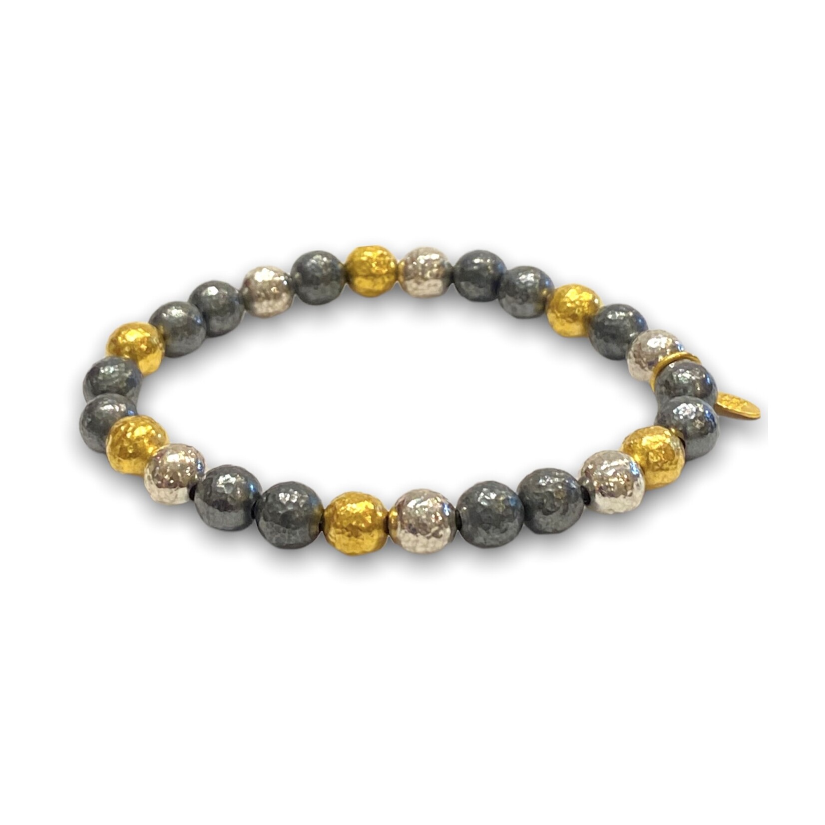 ARA Collection Ara 24k Gold and Silver Bead Stretch Bracelet