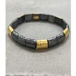 ARA Collection Oxidized Silver and 24k Gold Stretch Bracelet