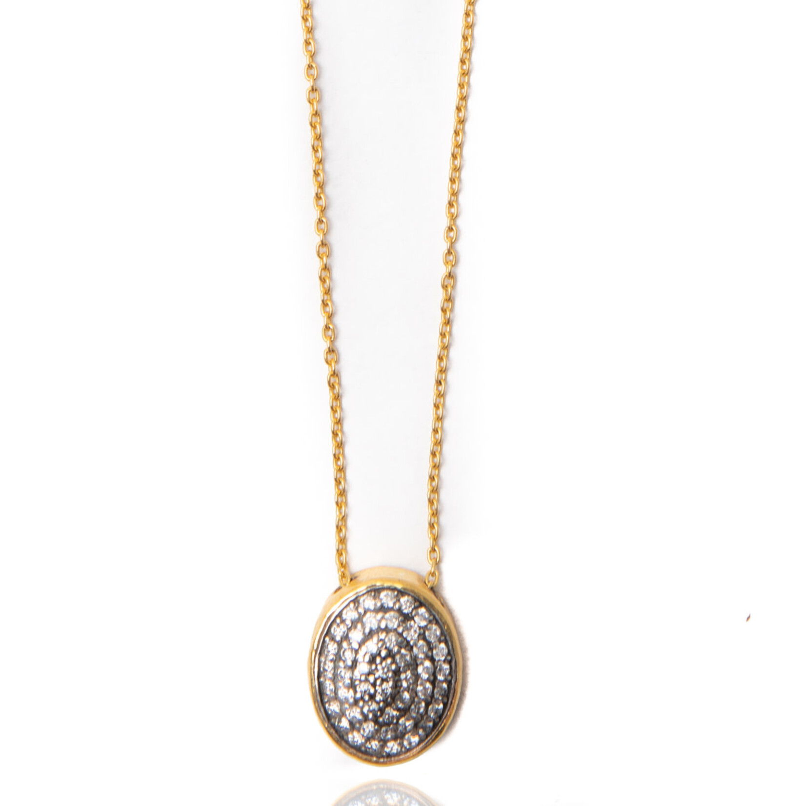 ARA Collection Pave Diamond and 24k Gold Oval Necklace