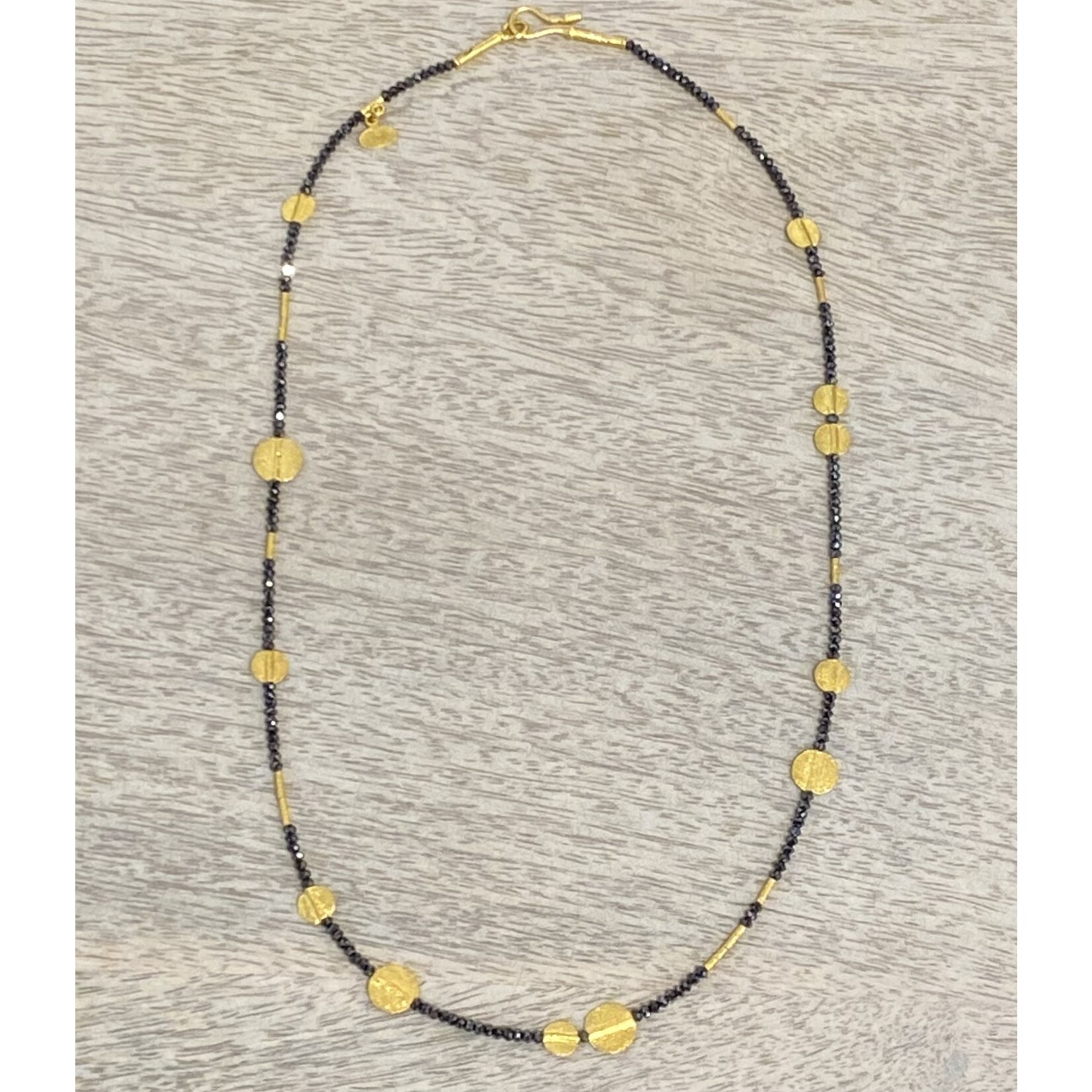 ARA Collection 24K Black Diamond and Gold Disc Necklace