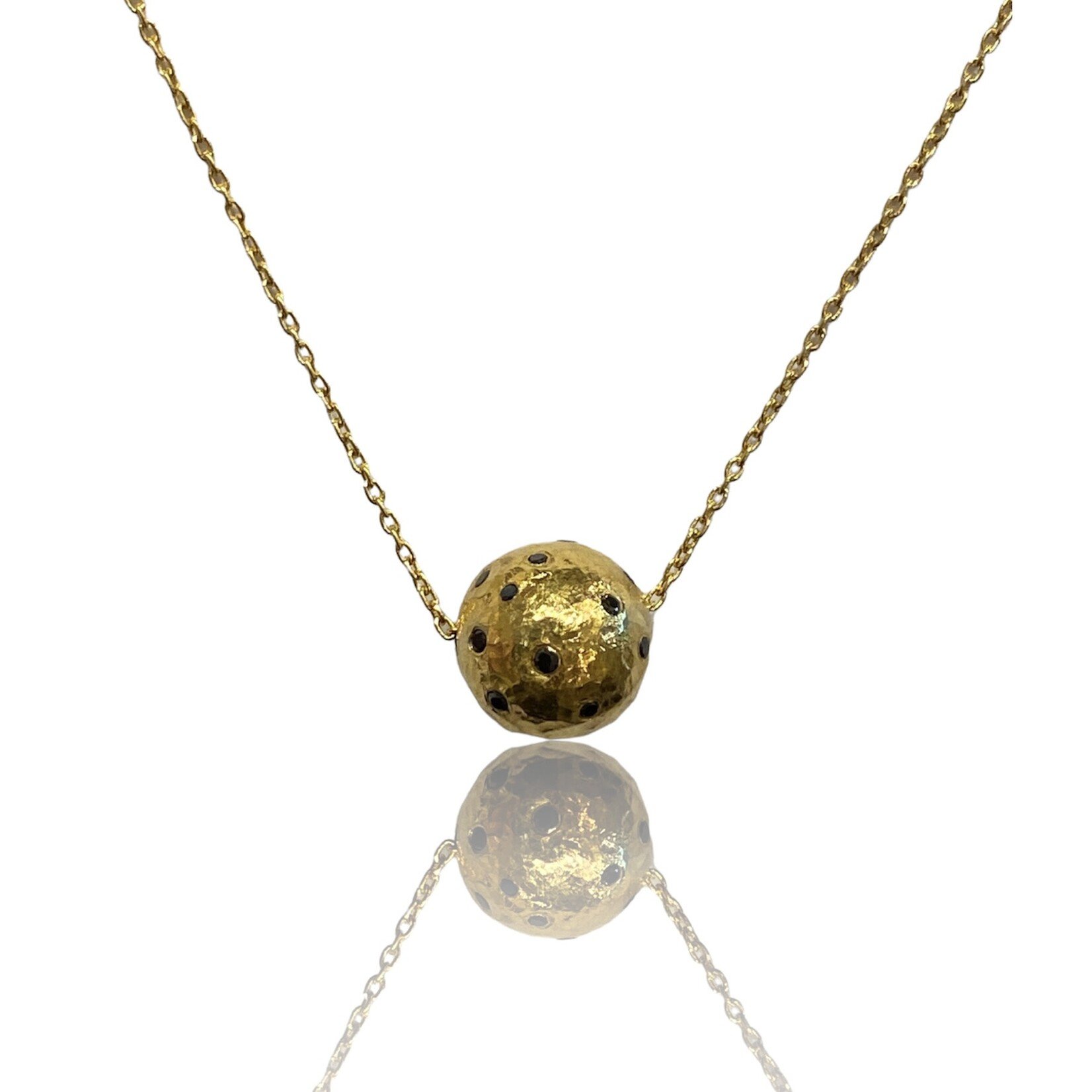 ARA Collection 24k Gold and Black Diamond Ball Necklace