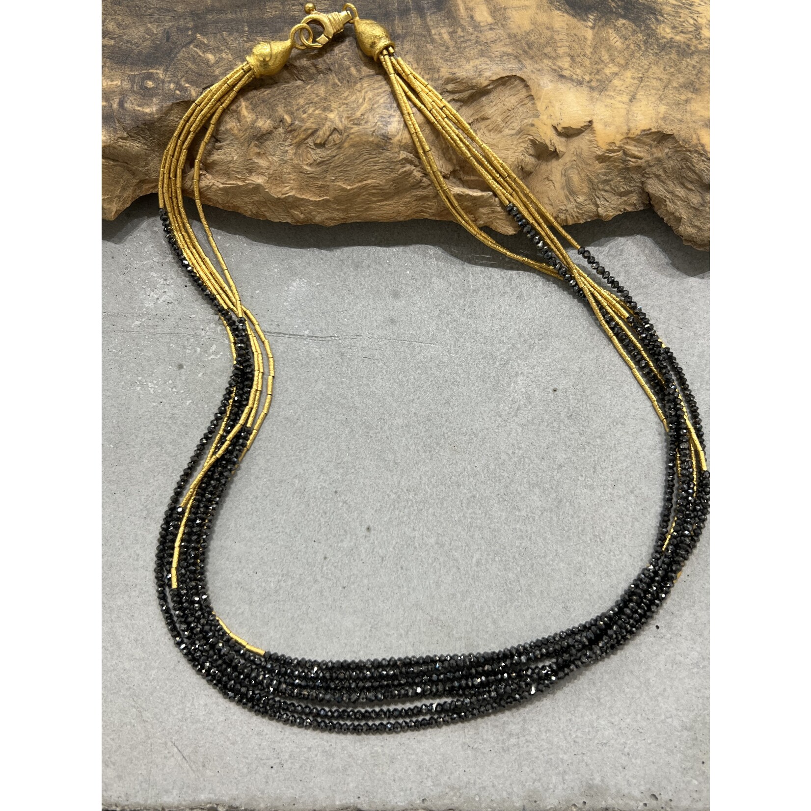 ARA Collection 24k Gold & Black Diamond Multi Strand Necklace