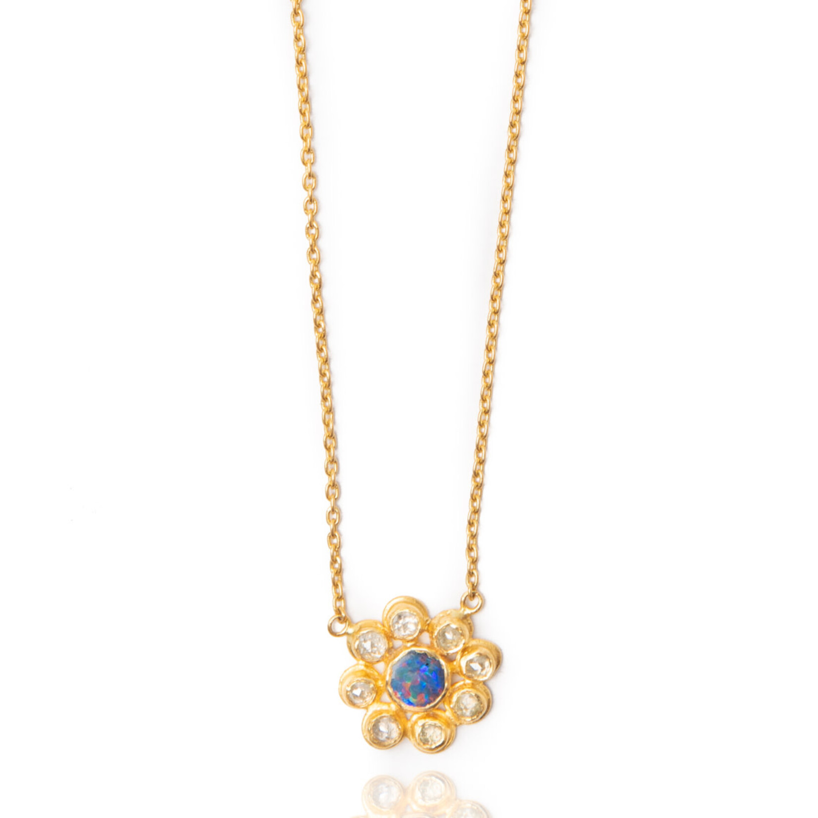 ARA Collection Opal and Diamond Flower Necklace