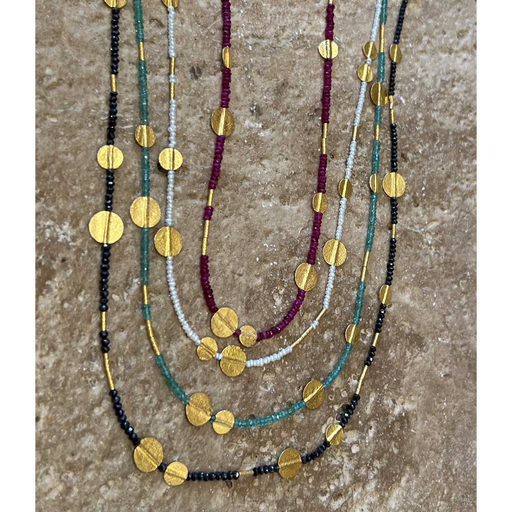 ARA Collection Emerald and 24k Disc Necklace