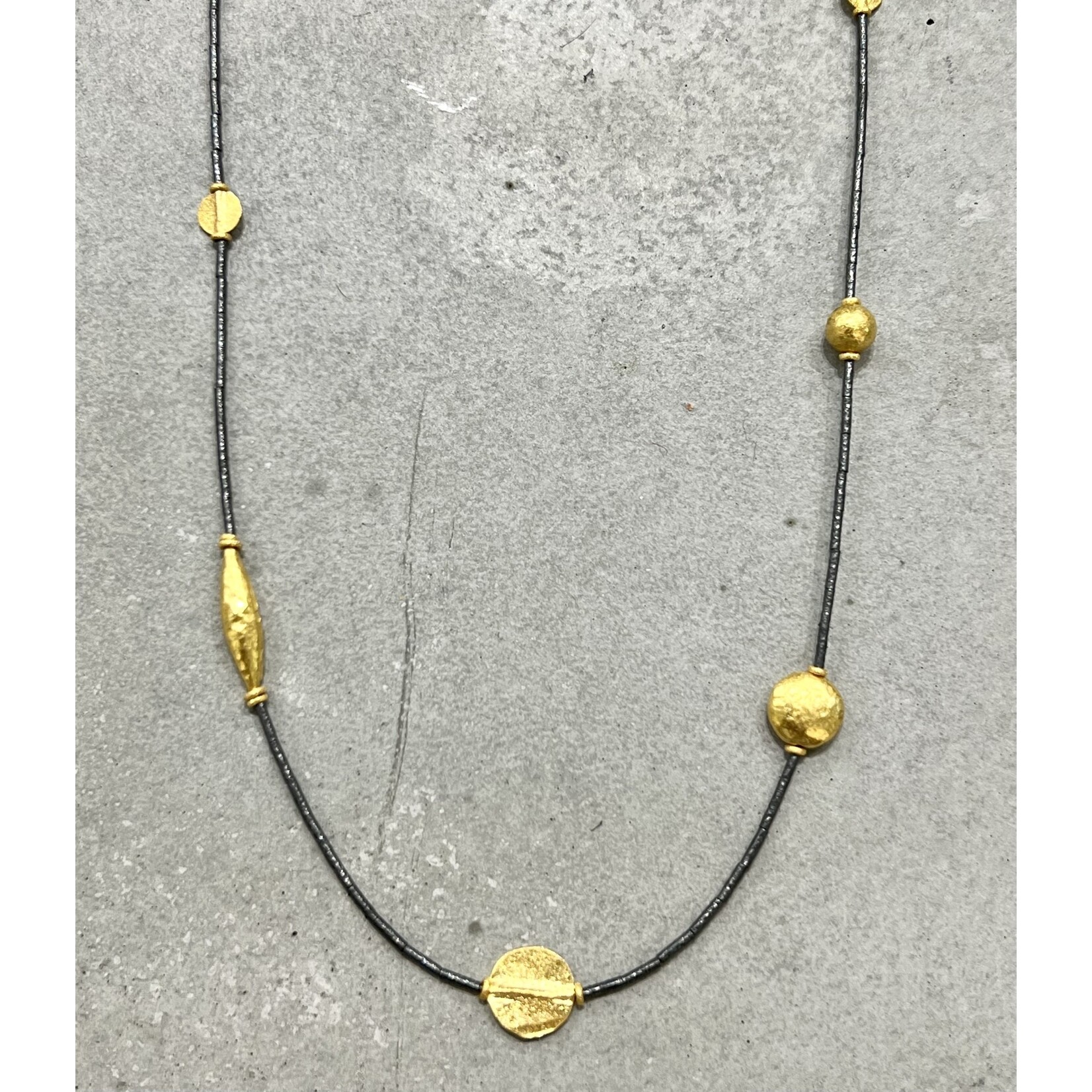 ARA Collection 24k Gold & Oxidized Silver Mixed Bead Necklace