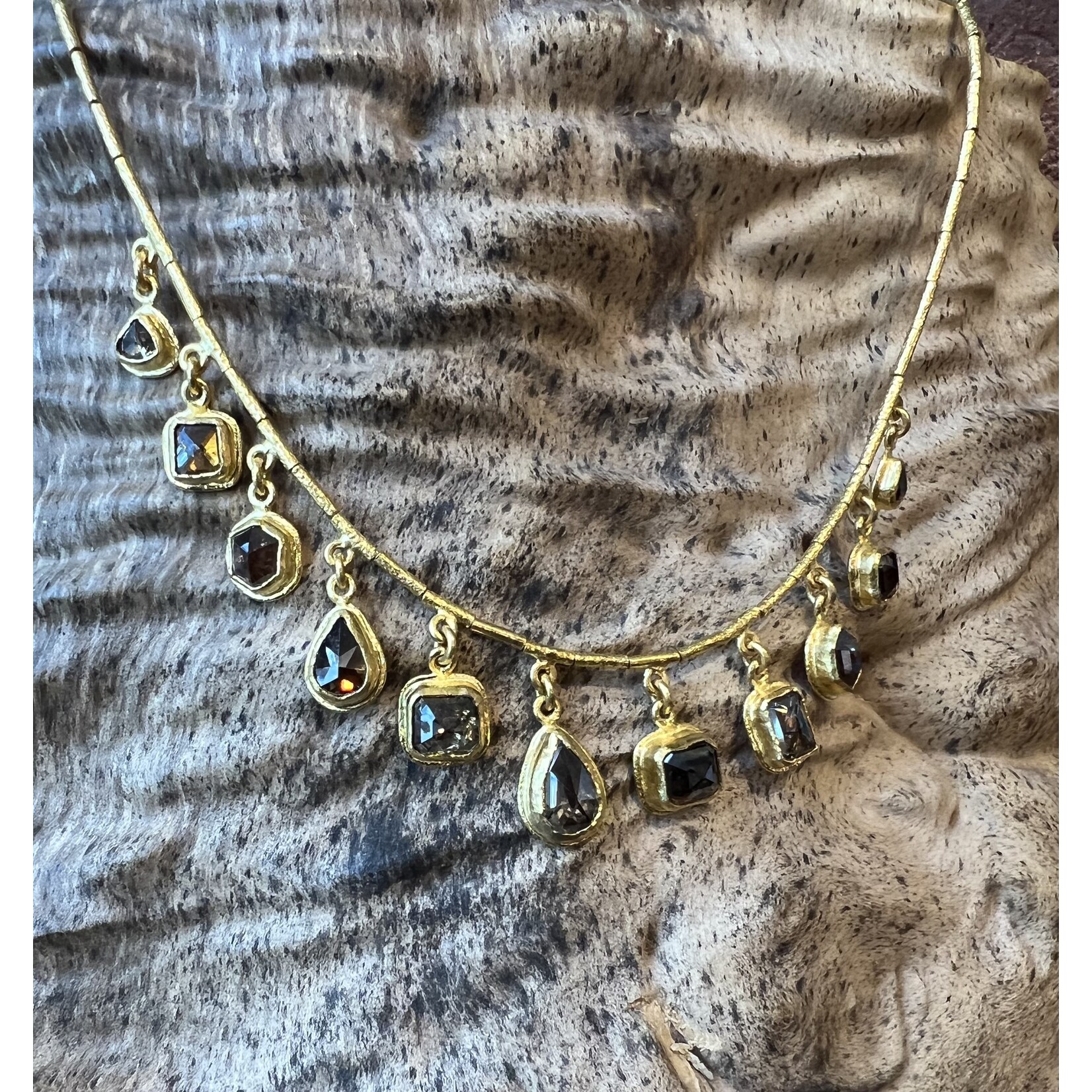 ARA Collection 24k Gold and Multi Cognac Diamond Charm Necklace