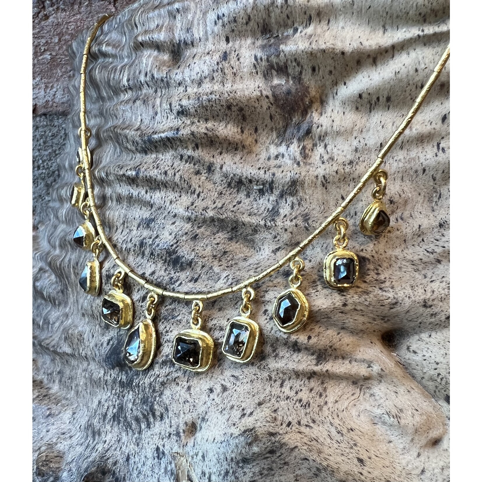 ARA Collection 24k Gold and Multi Cognac Diamond Charm Necklace
