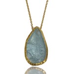 ARA Collection 24k Gold and Aquamarine Drop Necklace