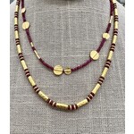 ARA Collection 24k Gold Tube &  Ruby Bead Necklace
