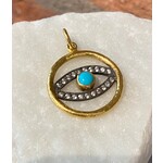 ARA Collection 24k Gold, White Sapphire & Turquoise Eye Pendant