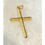 ARA Collection 24k Gold Cross Pendant 1.5 inch Length, Black Diamond Detail