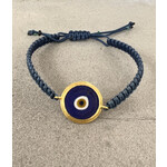 ARA Collection Dark Blue Glass Evil Eye Macrame Bracelet