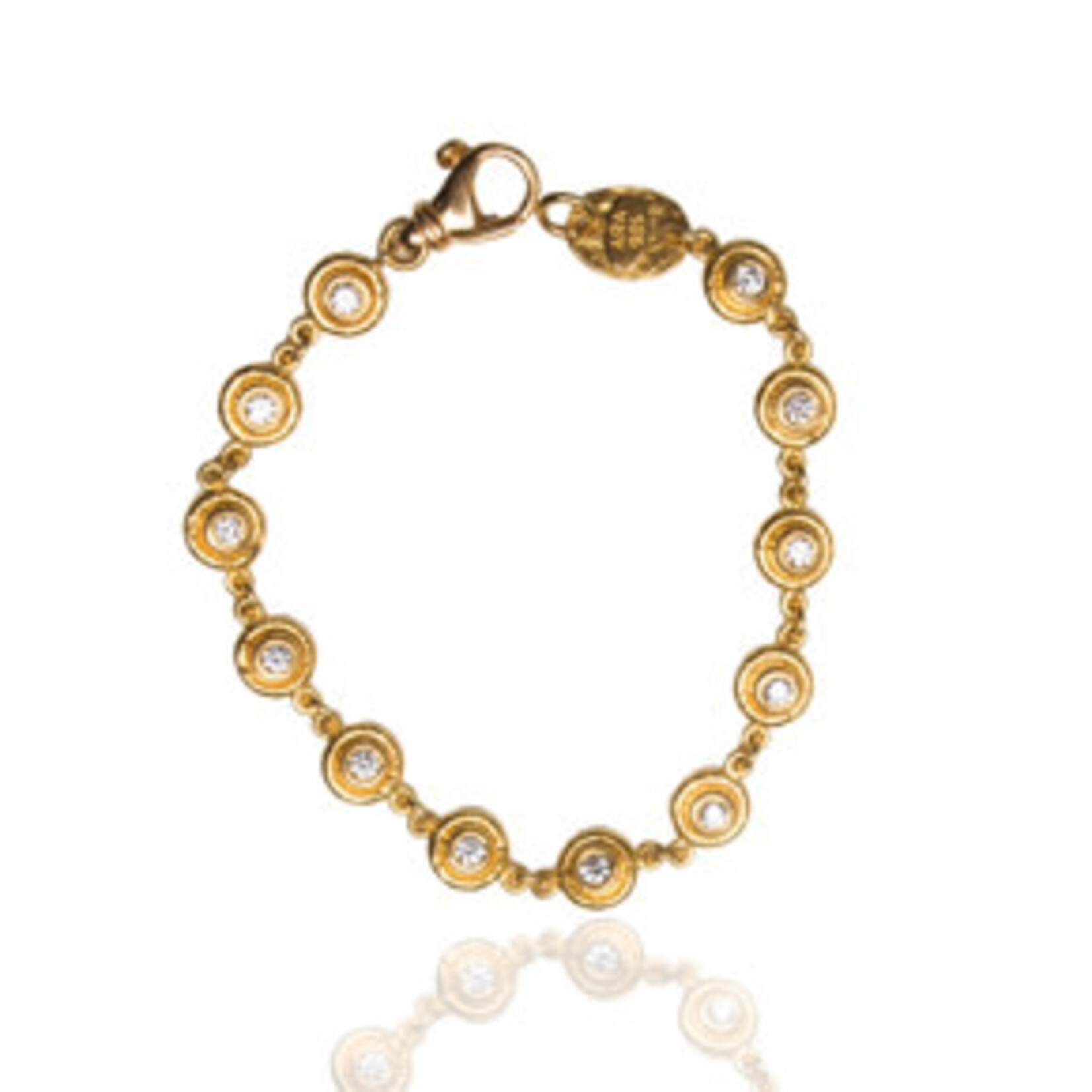 ARA Collection 24k Gold Small Circle Bracelet with White Diamonds