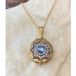 Arman Jewelry 22k Gold and Moonstone Flower Locket Necklace