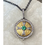 Arman Jewelry Emerald and Diamond Cross Locket Necklace