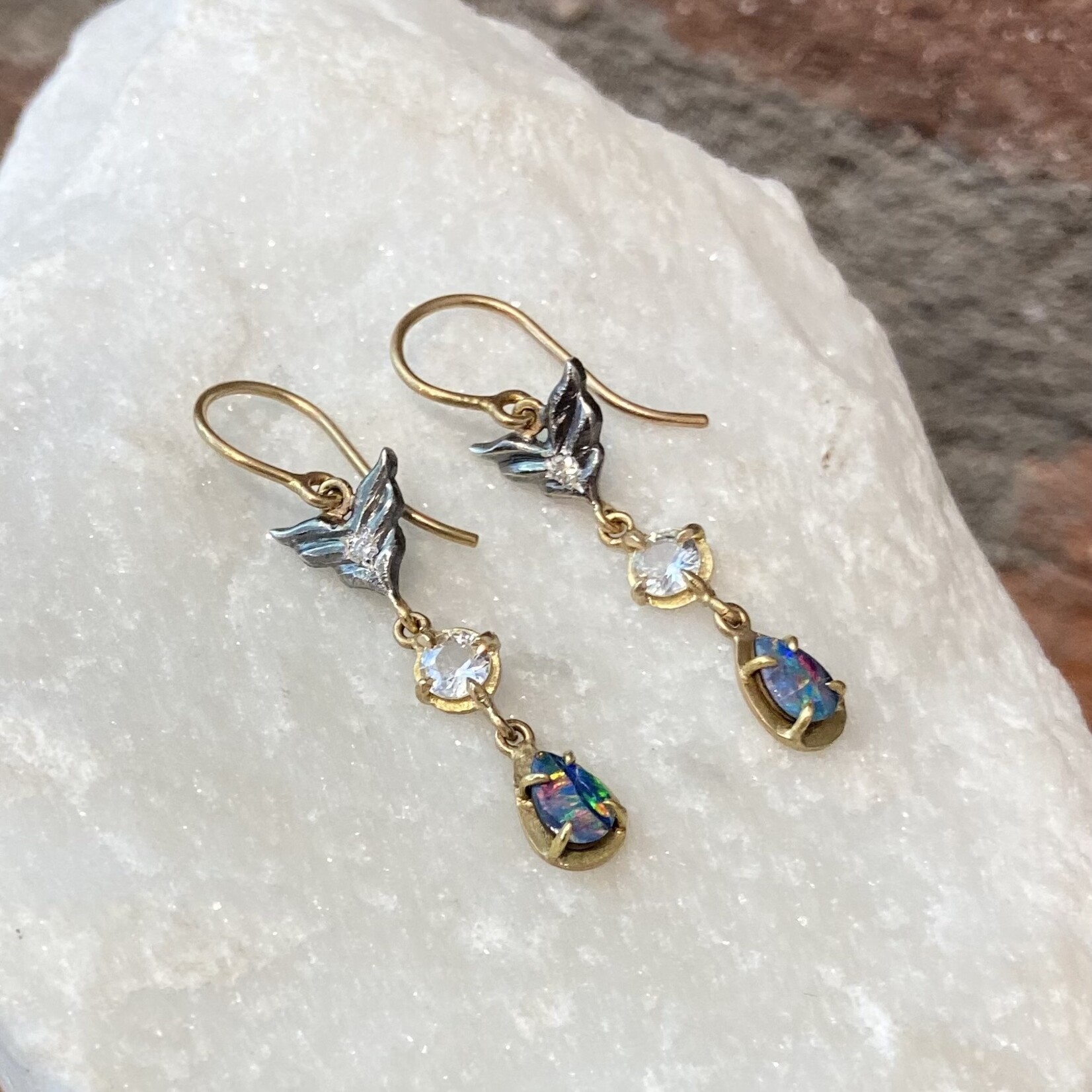 Annie Fensterstock Opal Wing Earrings
