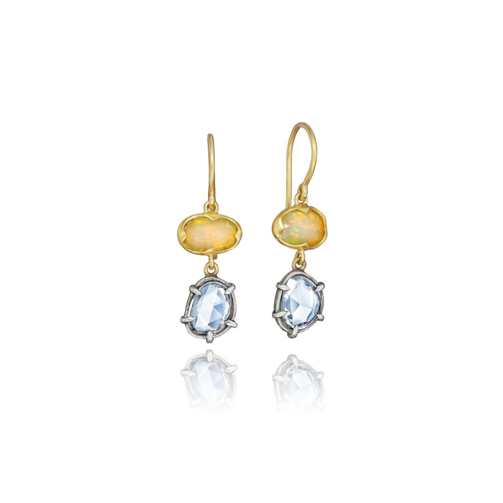 Annie Fensterstock Opal and Sapphire Drop Earrings