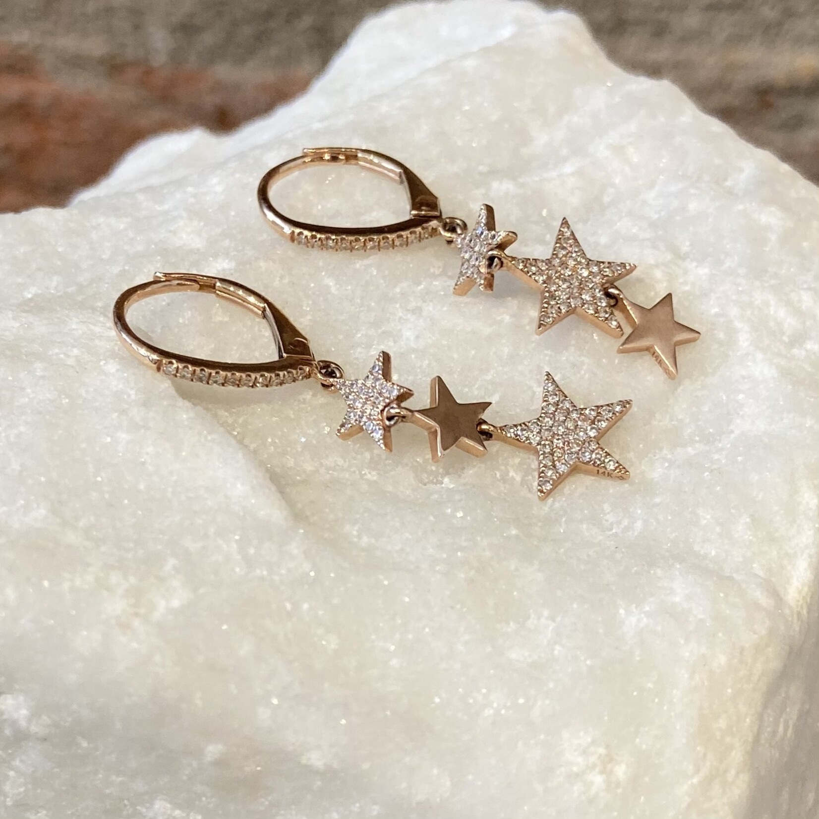 Andi Alyse Rose Gold and Diamond Hanging Star Earrings