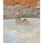 Andi Alyse Yelllow Gold and Diamond Flower Stud Earrings