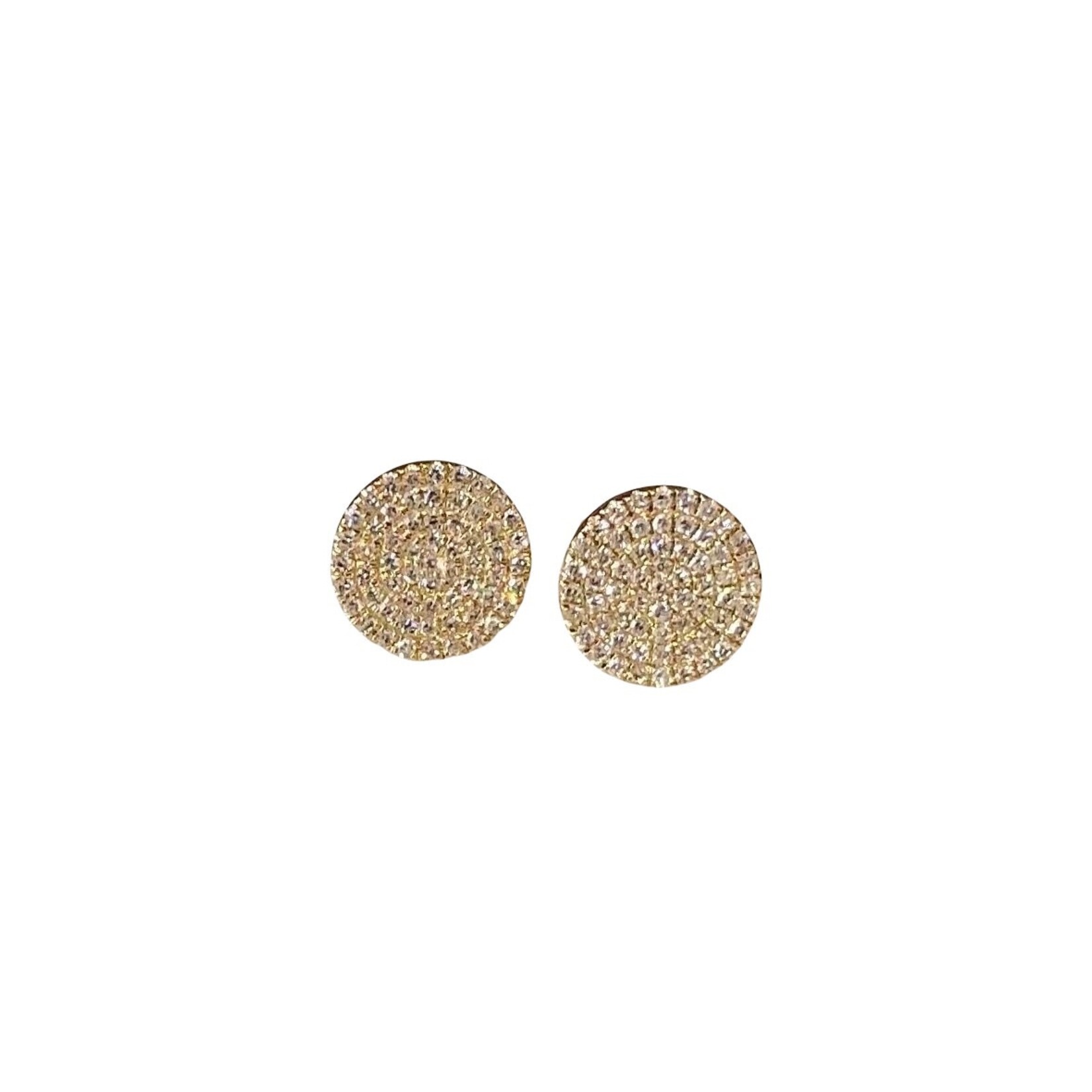 Andi Alyse Pave Diamond and 14k Yellow Gold Disc Stud Earrings