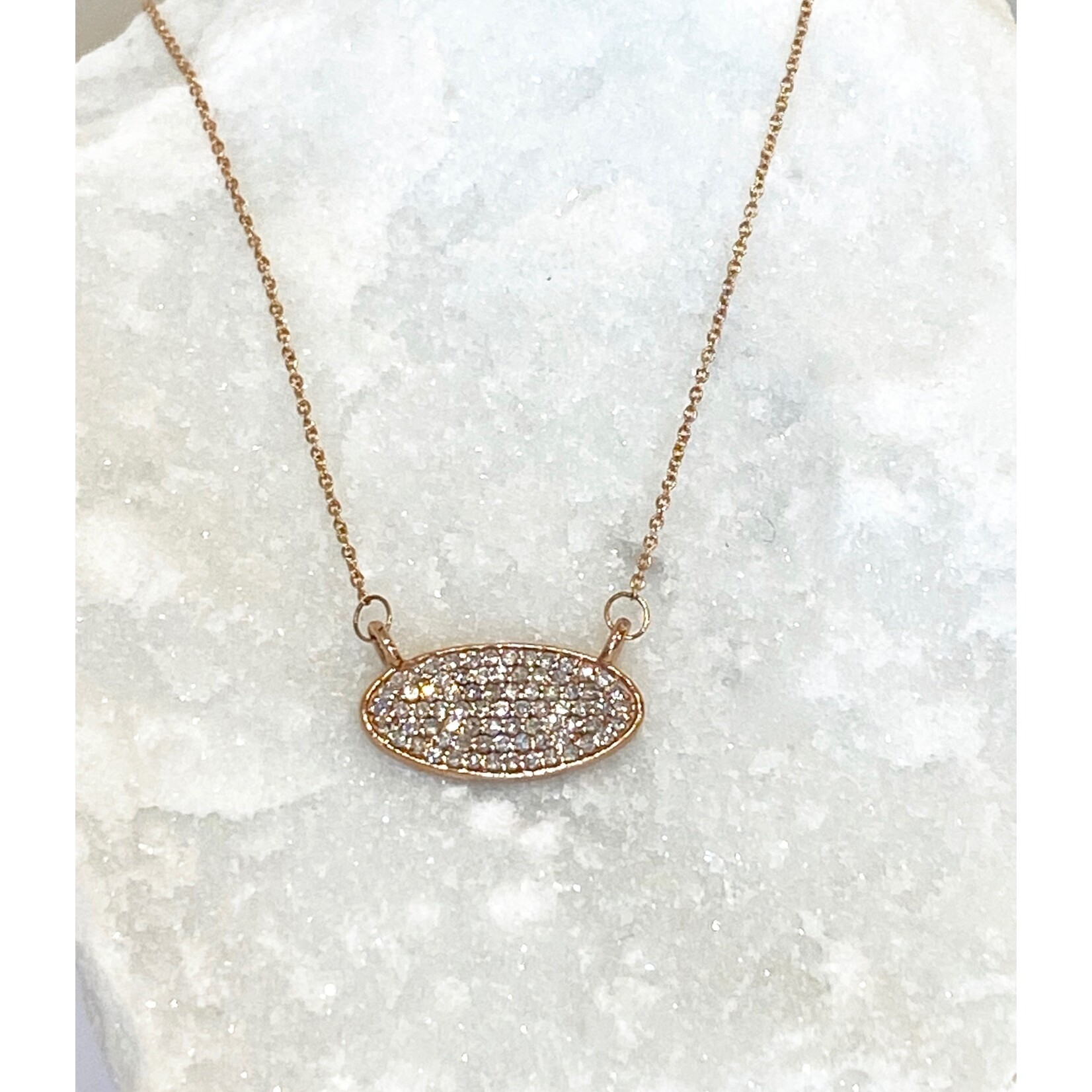 Andi Alyse Pave Diamond and Rose Gold Oval Necklace