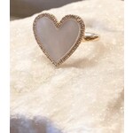 Andi Alyse Mother of Pearl and Diamond Heart Ring