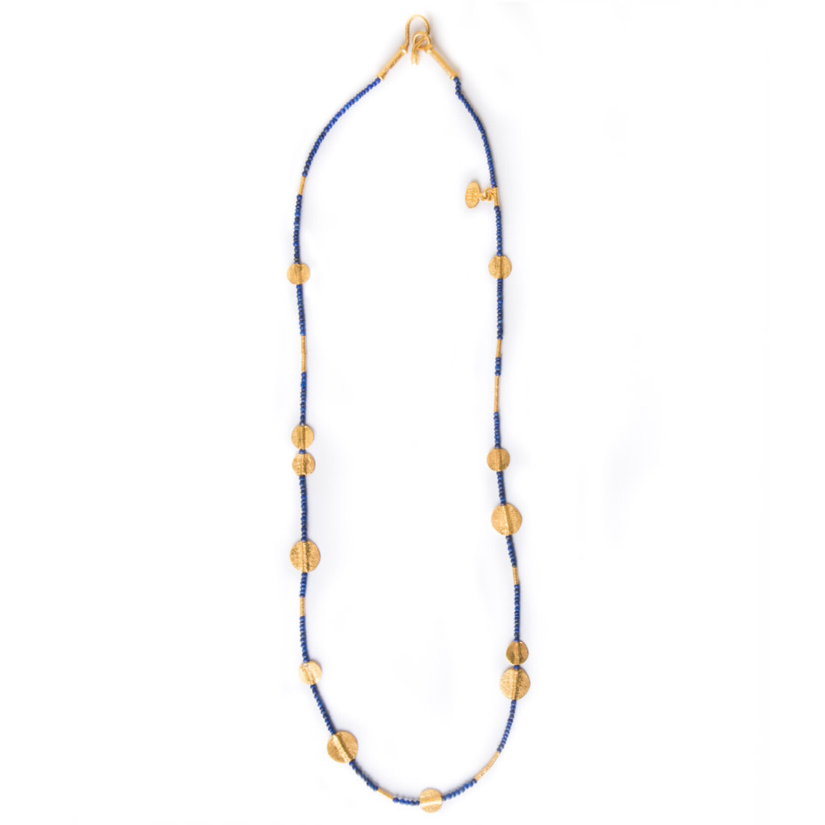 ARA Collection Lapis and 24K Gold Disc Necklace, 17.5"