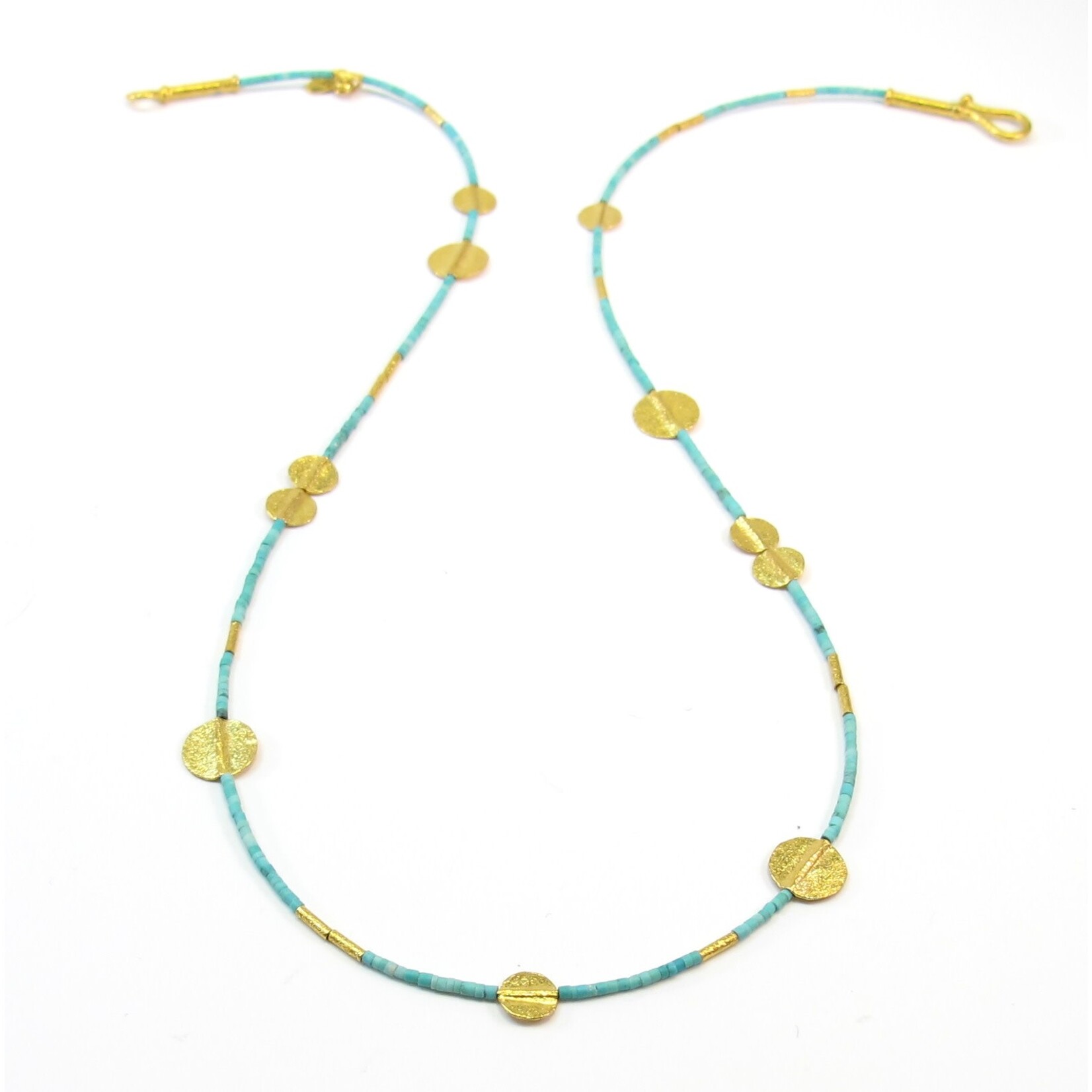 ARA Collection Turquoise and 24K Gold Disc Necklace, 17.5"