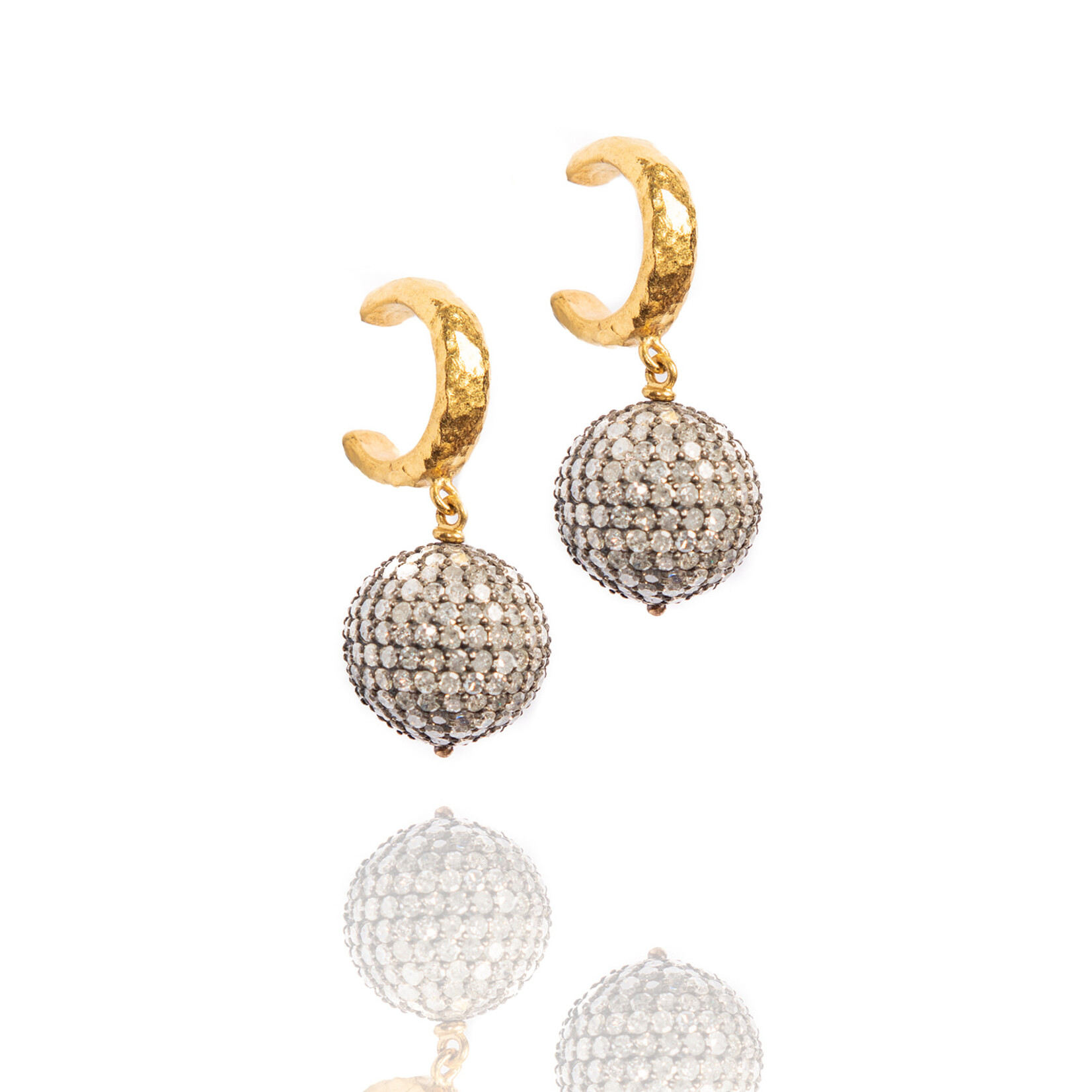 ARA Collection Pave Diamond Ball Dangle Earrings