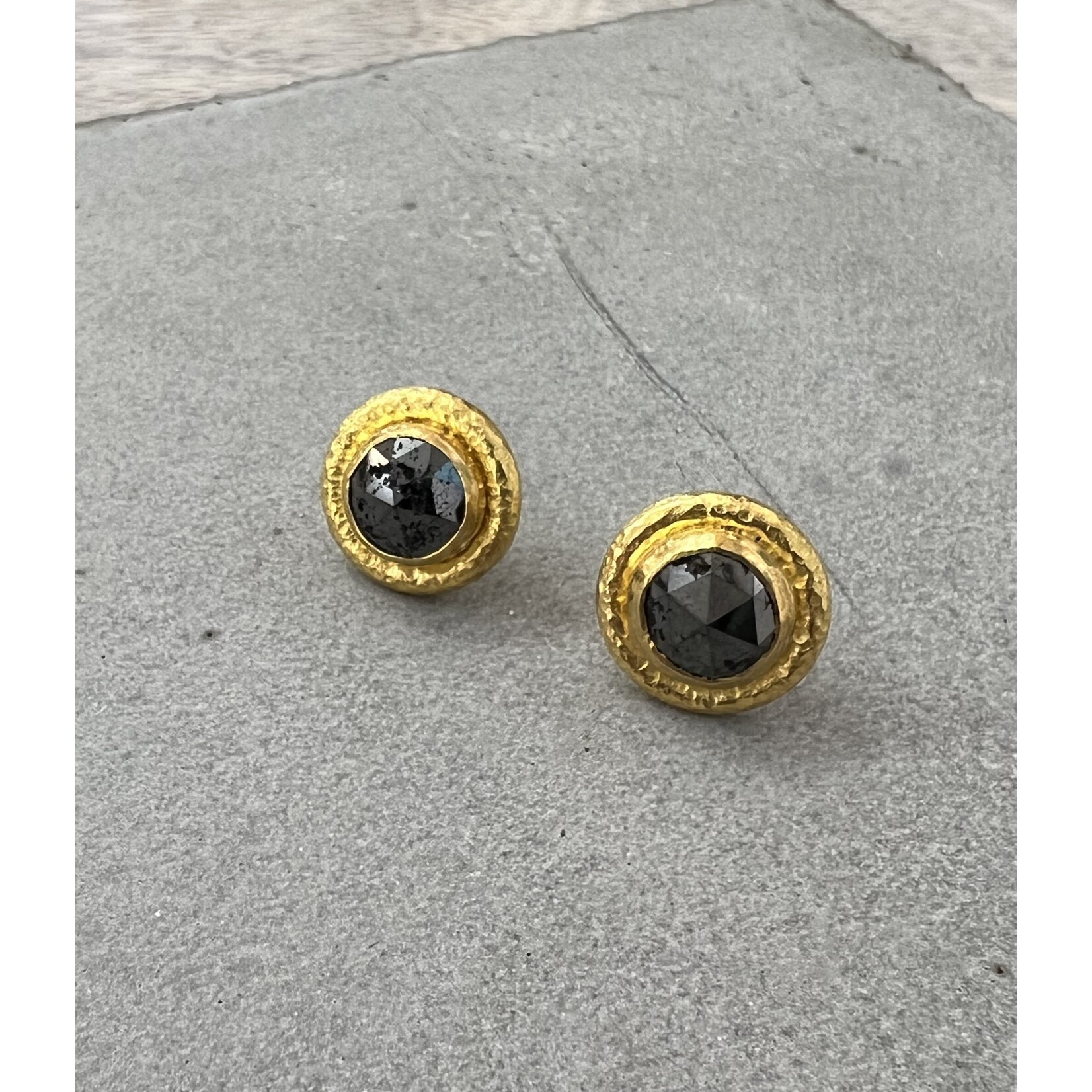 ARA Collection 24k Gold & Black Diamond Stud Earrings