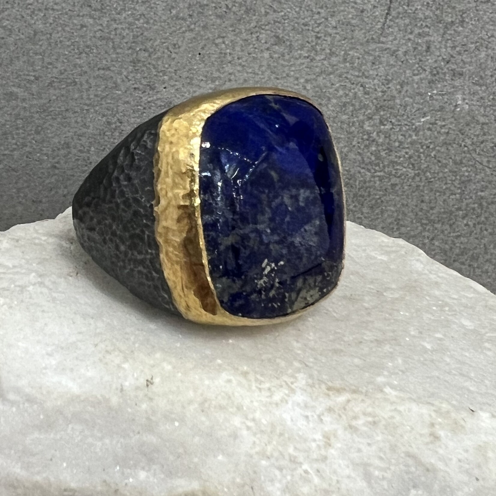 ARA Collection Square Lapis (18.75 ct) and 24k Gold Ring, Size 5.5