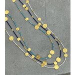 ARA Collection Lapis and 24K Gold Disc Necklace, 17.5"