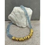 ARA Collection 24k Gold and Aquamarine Bead Necklace, 17"