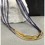 ARA Collection 8 Strand Lapis and 24k Gold Necklace, 18"