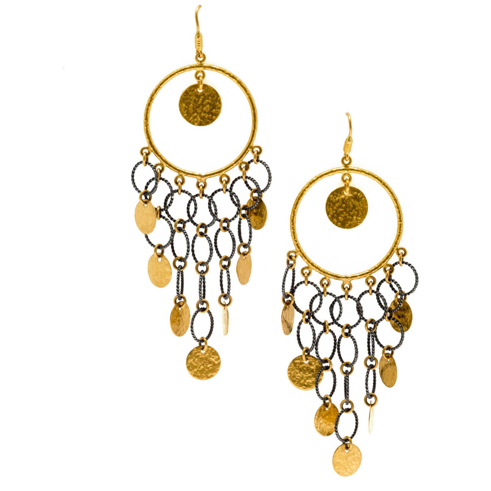 ARA Collection 24K Gold and Silver Multi Disc Earrings