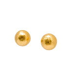 ARA Collection 24K Gold Medium Hammered Ball Post Earrings .25 Inch Diameter