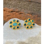 ARA Collection Opal and 24k Gold Flower Stud Earrings