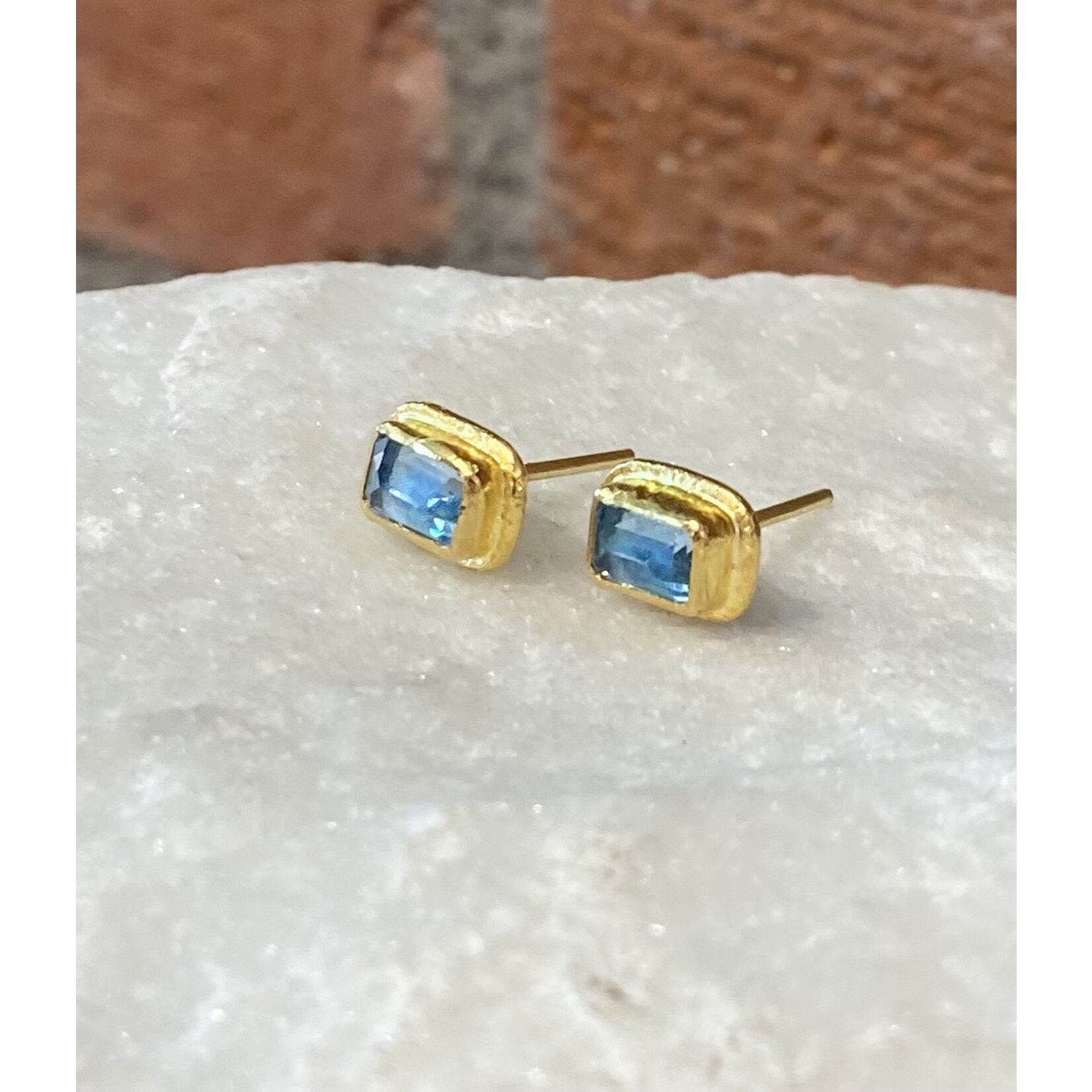 ARA Collection 24k Gold and Blue Topaz Post Earrings