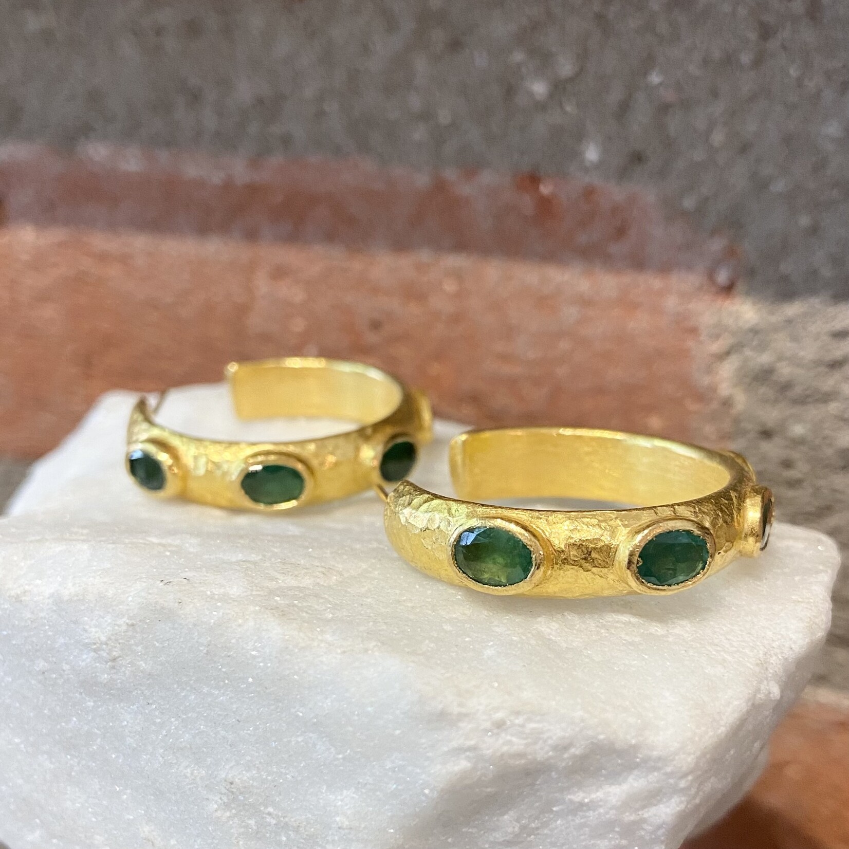ARA Collection 24k Gold and Emerald Hoop Earrings
