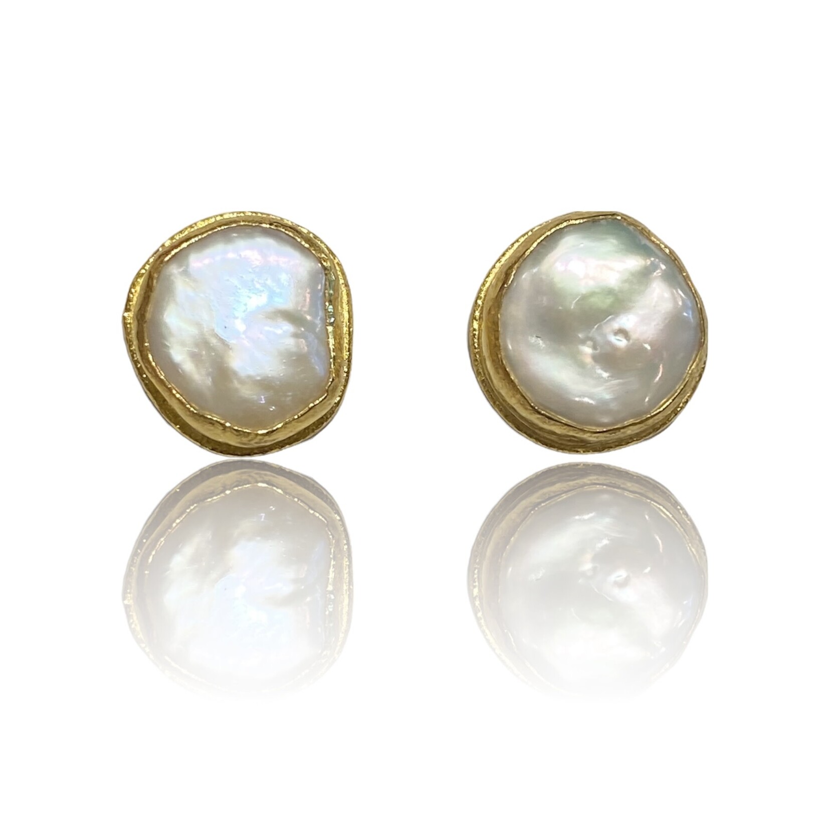 ARA Collection 24k Gold Large Pearl Post Earrings