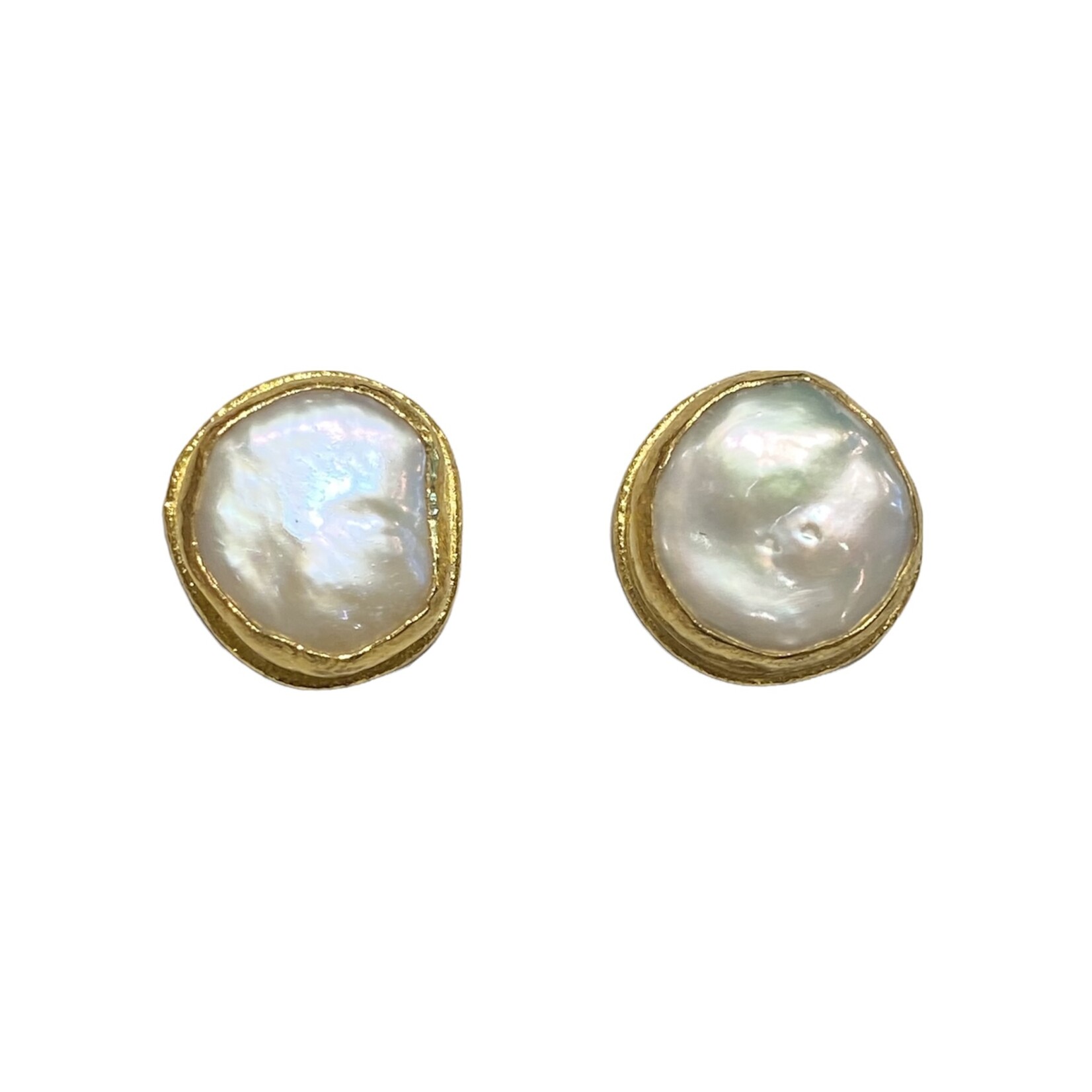 ARA Collection 24k Gold Large Pearl Post Earrings