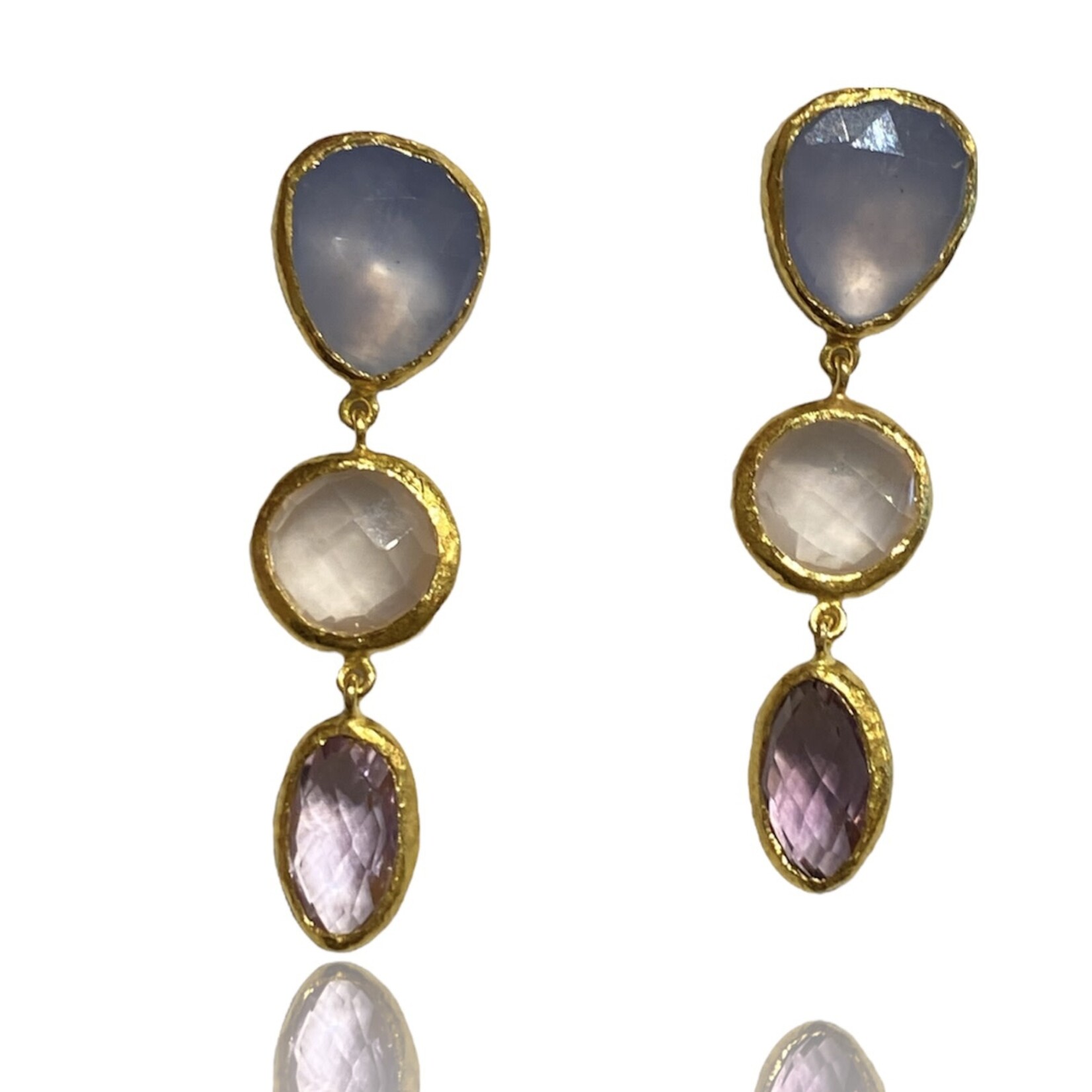 ARA Collection 24k Gold Multi Gemstone Linear Earrings